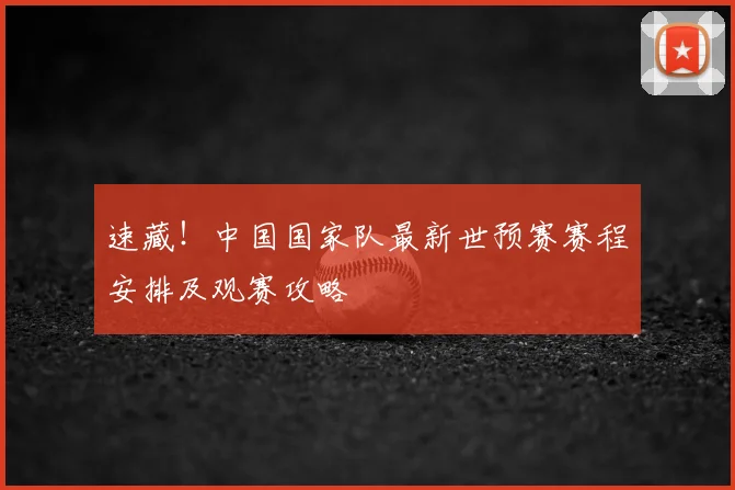 速藏！中国国家队最新世预赛赛程安排及观赛攻略